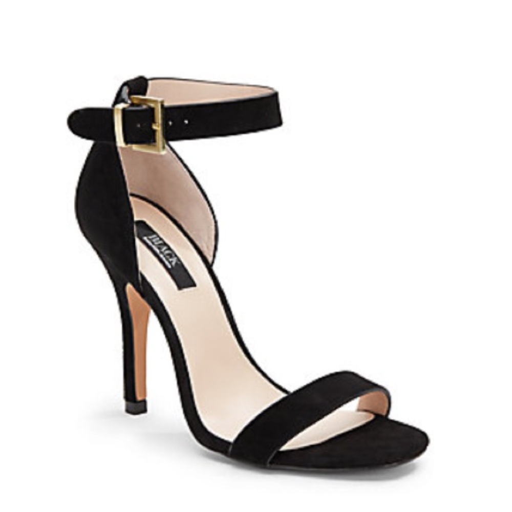 Saks Black Ankle Strap Sandals